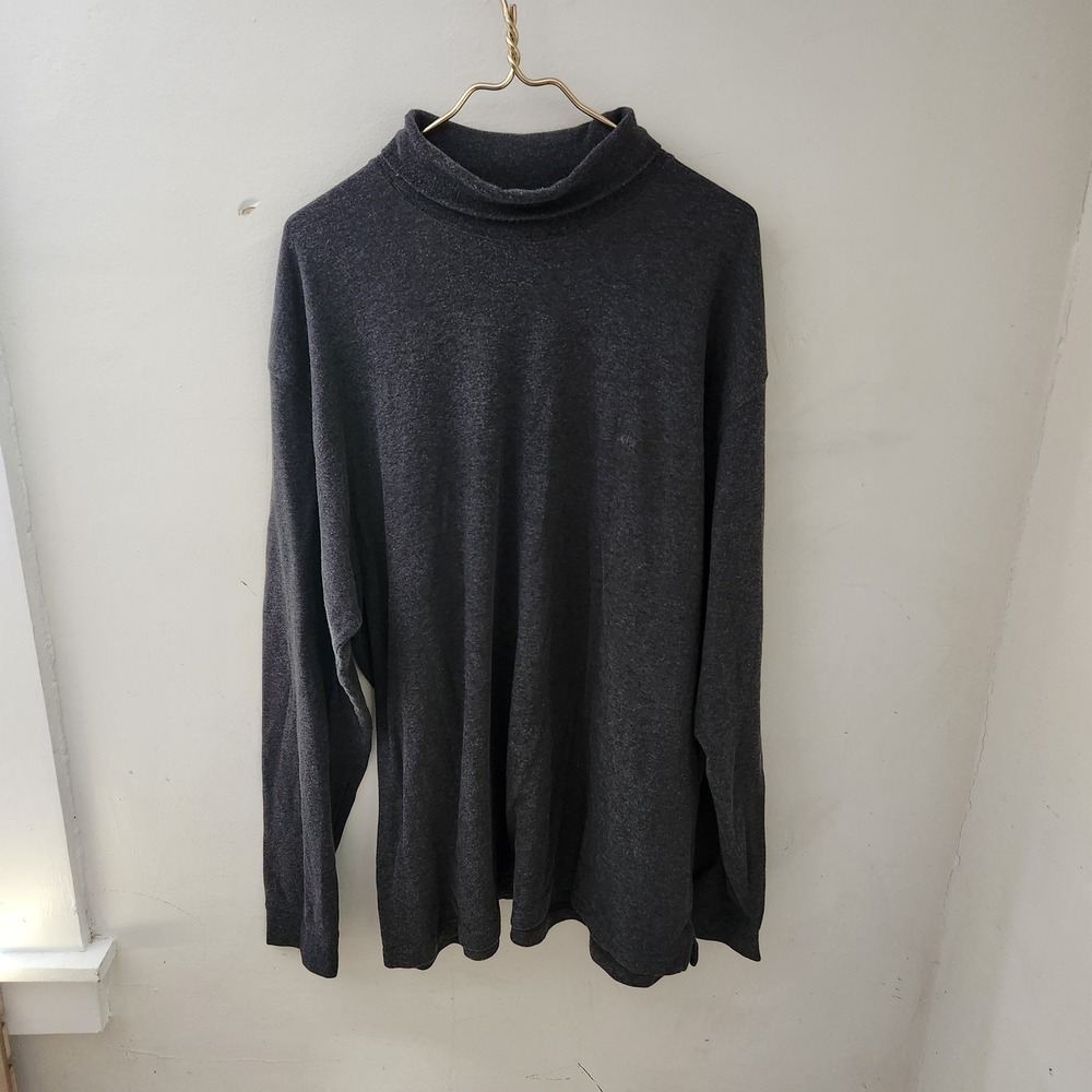 Brooks Brothers 346 Mens XXL Charcoal Grey Mock Neck Long Sleeve 100% Cotton